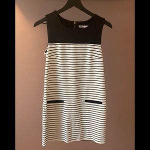White and black striped mini dress